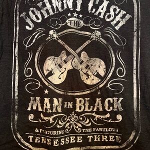 Black Short Sleeve Johnny Cash Tee with Vintage Design